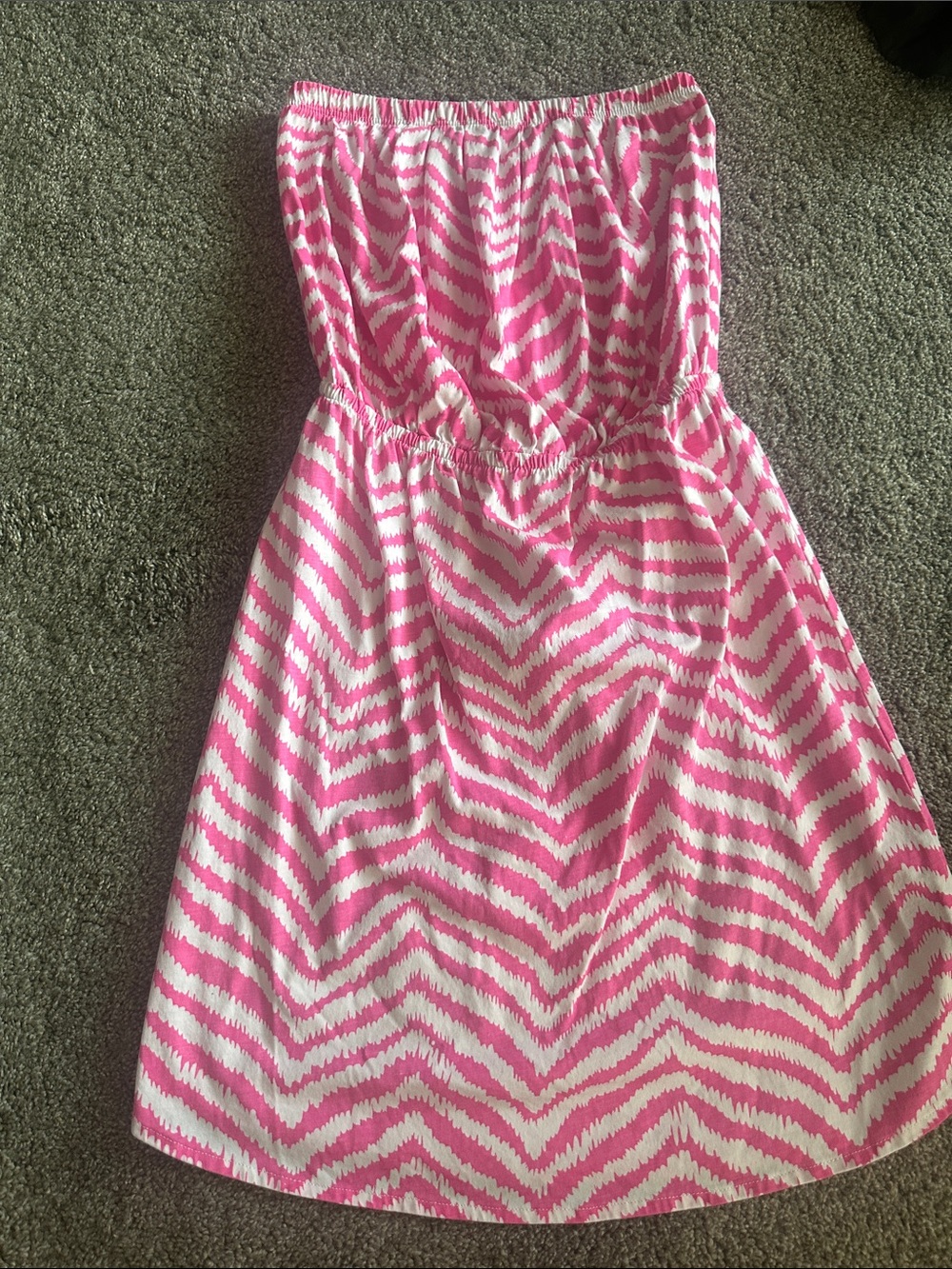 Lilly Pulitzer Pink and White Chevron Strapless Sundress